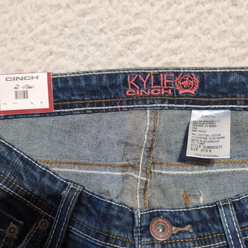 Cinch Women 27x30 Kylie Dark Stone Slim Fit Bootcut Kickslit Stretch Denim Jeans
